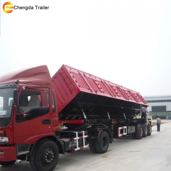 3 Axles Side Tipper Trailer Tractor Dump Truck Trailer for Sale Images 1