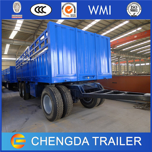 Tri Axles 30 Ton Cargo Full Trailer with Turnable Drawbar 