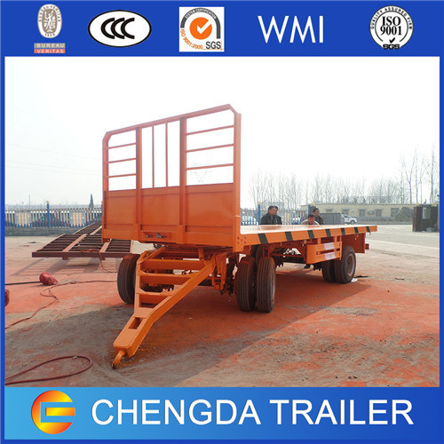 China Best Price Tri Axles Flatbed Draw Bar Full Trailer for Sale 