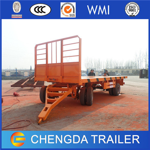 China Best Price Tri Axles Flatbed Draw Bar Full Trailer for Sale Images 1