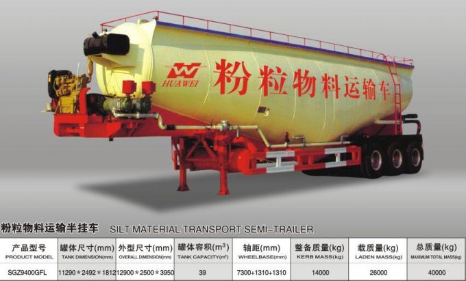 Bulk Cement Powder Material Tanker Semi Trailer Images 1