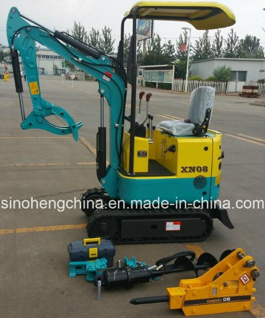 0.8 Ton Mini Digger Hydraulic Crawler Excavator with Grab Attachments Xn08 Images 1