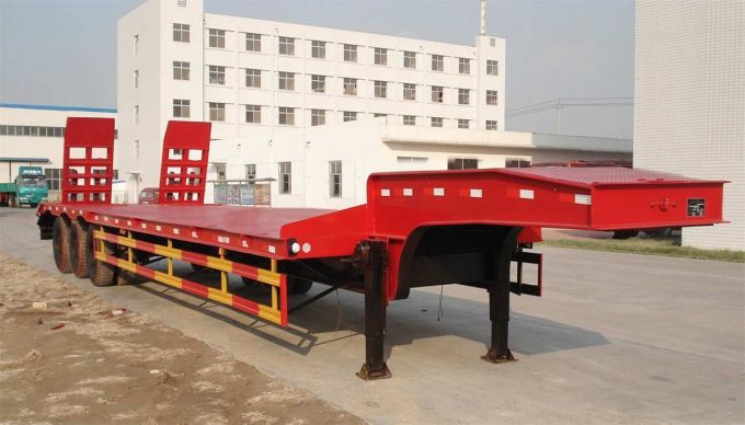 Three Axle 60ton Low Platform Low Flat Bed Semi Trailer 