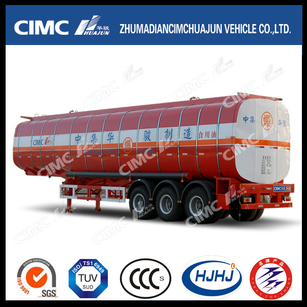 Cimc Huajun Carbon Steel 3axle Liquid Tanker with Heating Device Images 1