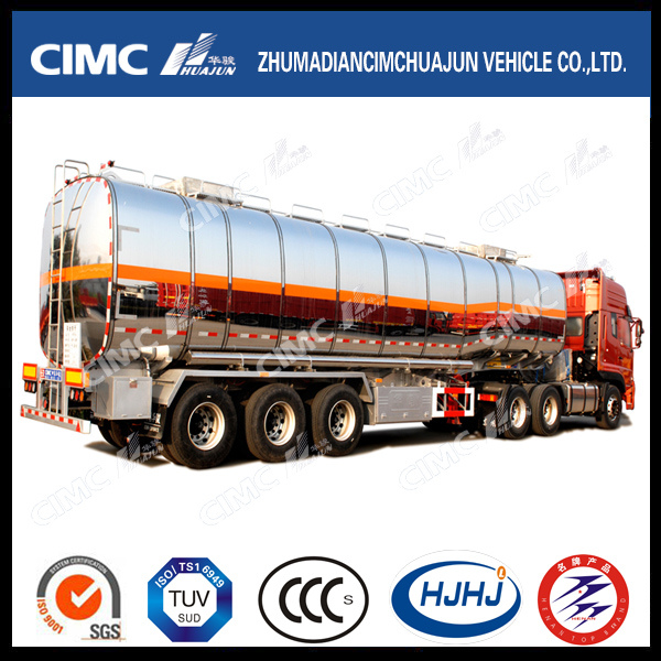 Cimc Huajun 3axle Stainless Liquid/Fuel/Gasoline/Oil/LPG Tanker 