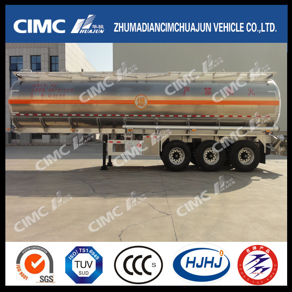 Cimc Huajun 3axle Aluminium Alloy Fuel/Oil/Gasoline/Diesel/LPG Tanker 