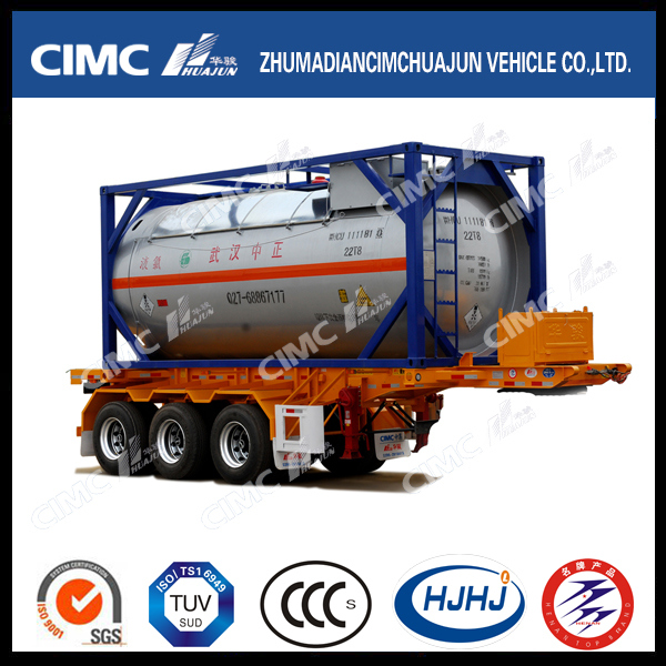 Cimc Huajun 20FT 2axle Skeletal Tank Container Semi-Trailer 