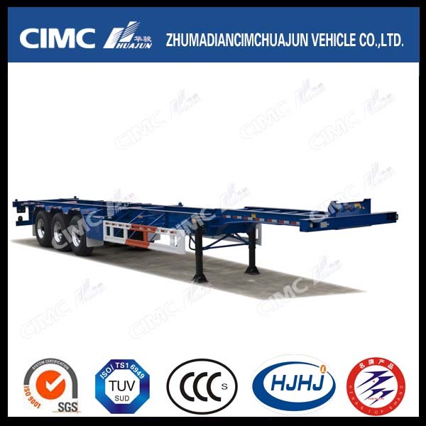 40FT 3axle Single Tire Skeleton Container Semi Trailer with Air Suspension Images 1