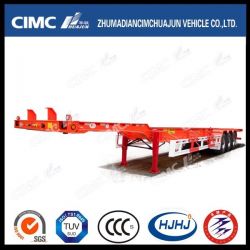 40FT 3axle Gooseneck Skeleton Container Semi Trailer with Single Tire