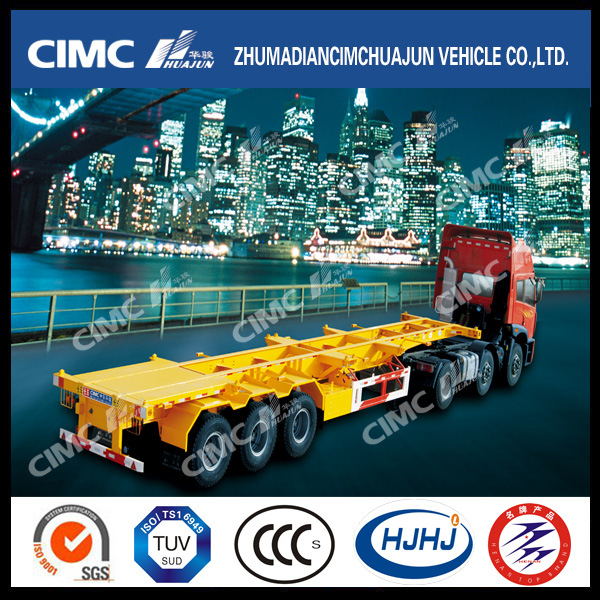 Cimc Huajun 3axle Skeleton Container Semi-Trailer with Floor 
