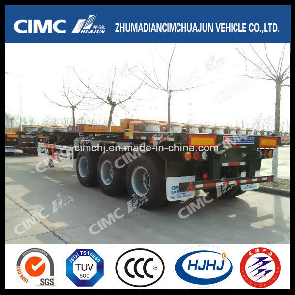 Cimc Huajun Hot Sales Overseas Tri-Axle Single Tyre Skeleton Trailer Images 1