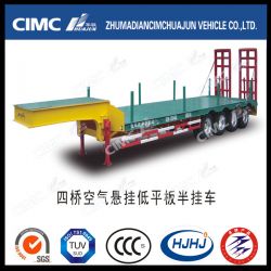 4axle Air Suspension Cimc Huajun Lowbed Semi Trailer with Pillar