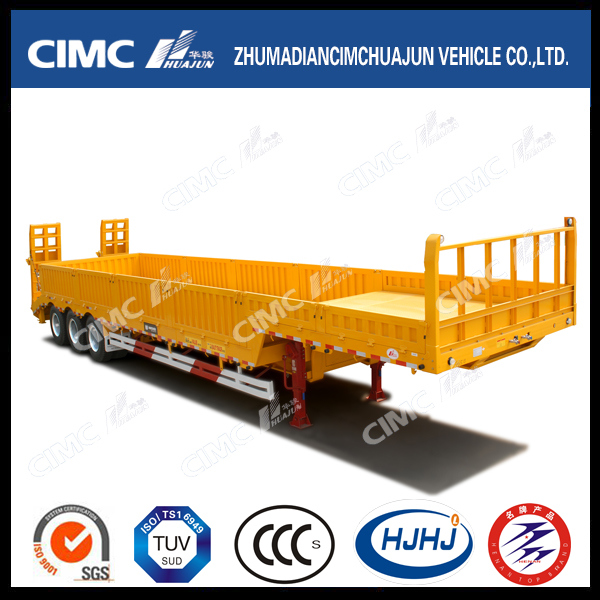Cimc Huajun Lowbed Semi-Trailer with Side Wall and Ramp 