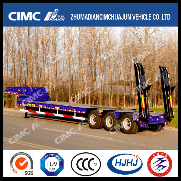 3axle Concave-Beam Low Bed Semi Trailer Without Cover on Tire Images 1