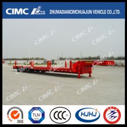 14.5m 3axle Lowbed Trailer Without Cover on Tire and Ramp