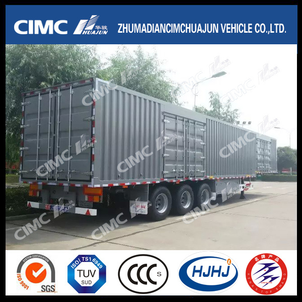 Cimc Huajun Tri-Axle Van/Box Semi Trailer with 5 Open Doors 