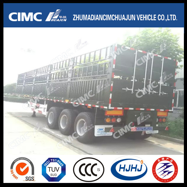 Cimc Huajun Tri-Axles Stake Semi Trailer with Locks on Rear 