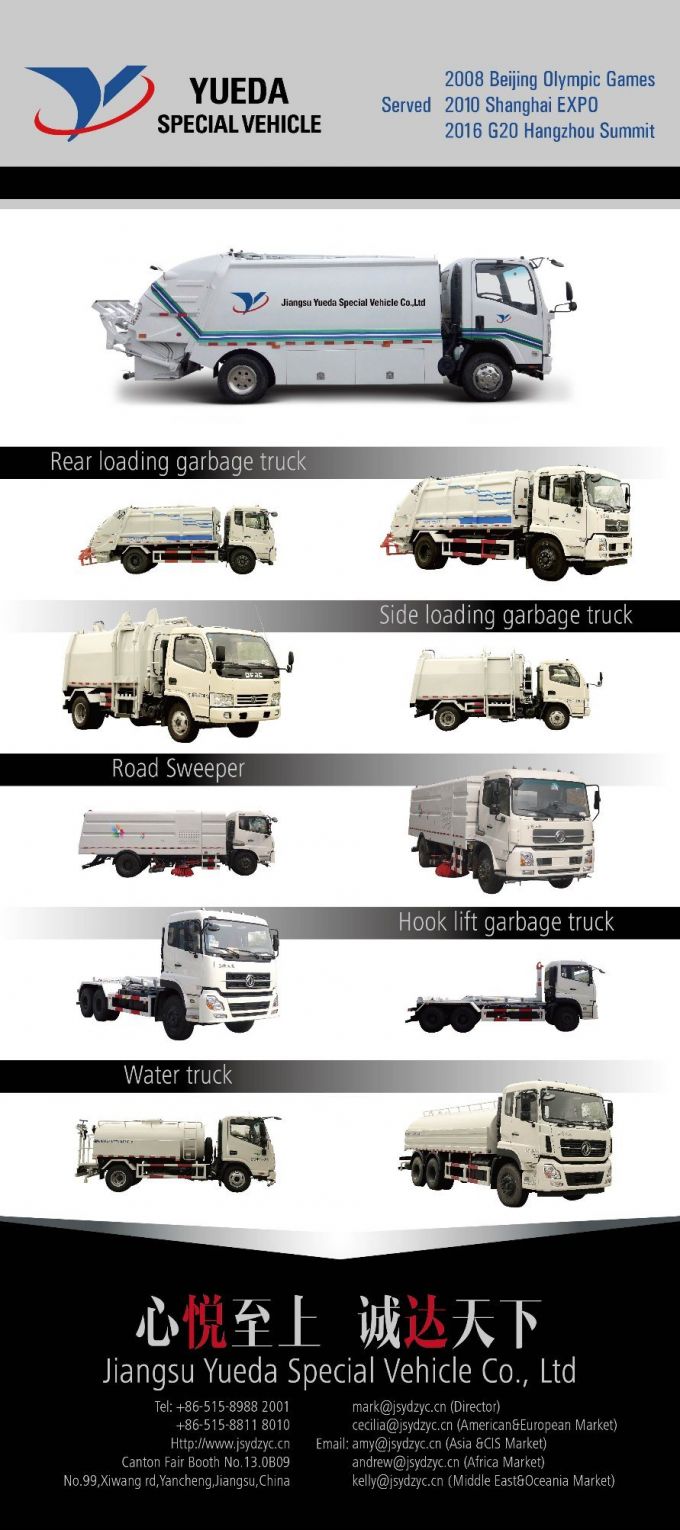 Isuzu, Foton, JAC, Jmc, Dongfeng, Garbage Truck, Solid Waste Compactor Truck, 3t Payload, 5, 6.5m3 