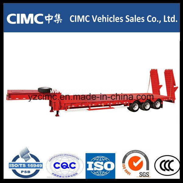 Cimc 3 Axle 70tons Low Bed Semi Trailer with Spring Ramp for Algeria 