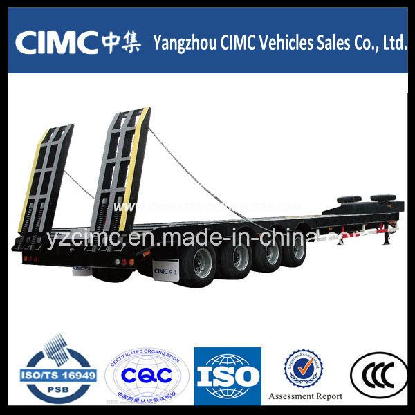 Cimc Heavy Duty 4 Axles Gooseneck Detachable Type Front Load Low Bed Truck Trailer for Sale 