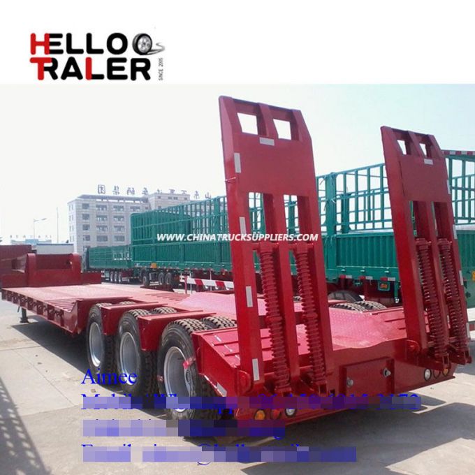 China 60 Ton Tri-Axle Heavy Duty Lowboy Trailer Low Bed Semi Trailer 