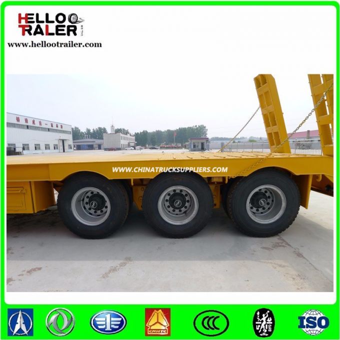 Chinese Low Price 3 Axles 60-80 Tons Heavy Duty Low Bed Truck Trailer 