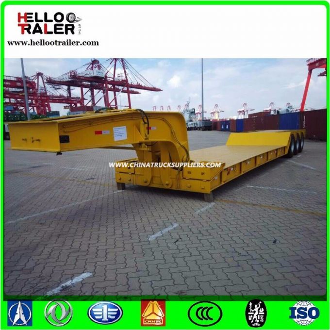 3 Axle 60t Hydraulic Low Bed Semi Trailer Lowboy Trailer 