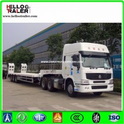 China 3 Axles Low Bed Trailer Low Bed Semi Trailer Hydraulic Ladder