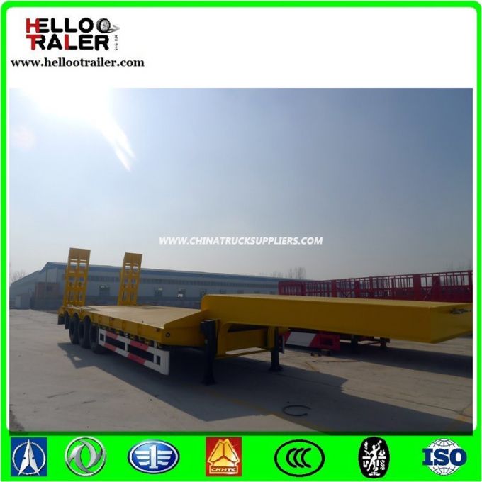 China Factory 50ton 3 Axle Lowbed Semi Trailer with Ladder for Sale 