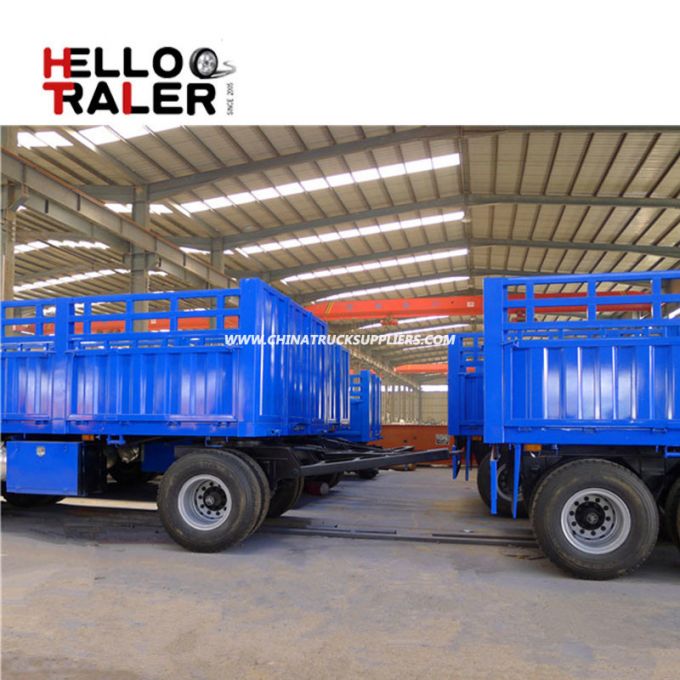 3 Axle 30 Ton Flatbed Full Trailer with Side Wall Made in China Images 1