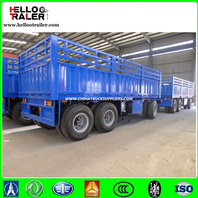 3 Axles 30 Ton Flatbed Drawbar Full Trailer Images 1