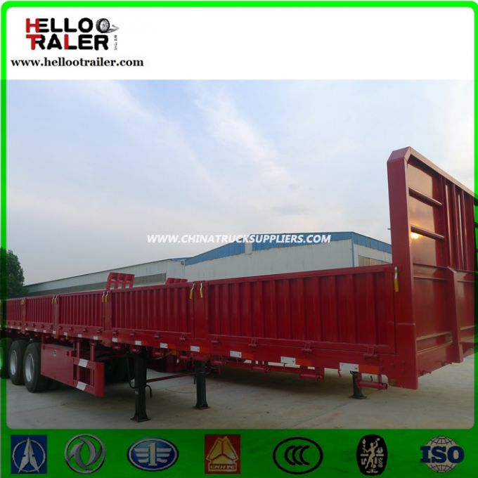 Helloo Brand 3 Axles 40ton Sidewall Flatbed Semi Trailer Images 1