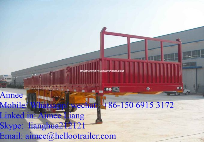 60t Heavy Duty Tri-Axle Stake Dropside Bulk Cargo Truck Semi Trailer Images 1