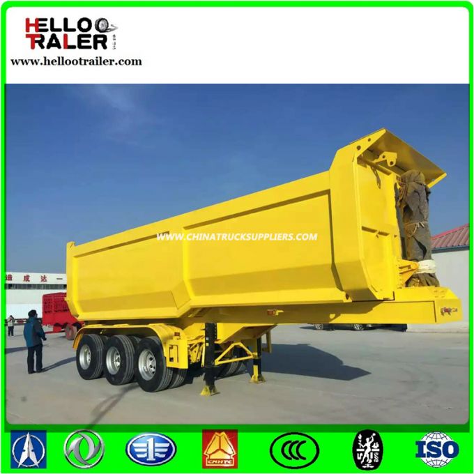 3 Axle Hyva Cylinder End Dump Semi Trailer / U Shape End Dump Trailer Images 1