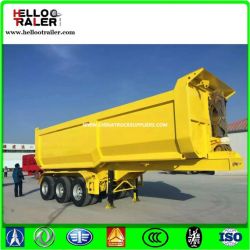 3 Axle Hyva Cylinder End Dump Semi Trailer / U Shape End Dump Trailer