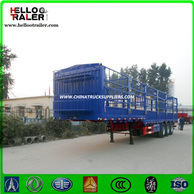 3 Axles 60 Ton Steel Fence Side Wall Semi Trailer Truck Images 1