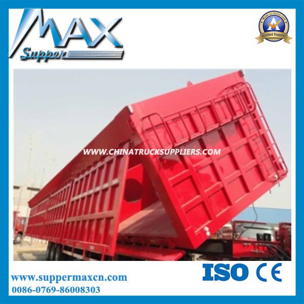 Triaxle 50tons High Bed Semi Trailer with Super Single Tire Images 1