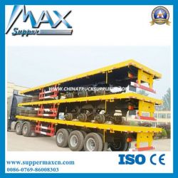 3 Axle Flatbed Container Truck to Transport Containers with 12 PCS Twist Lock Installed