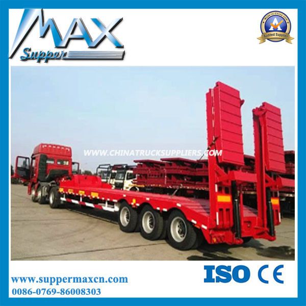 Heavy Duty 3 Axle Low Flatbed Semi Trailer for Sale Images 1