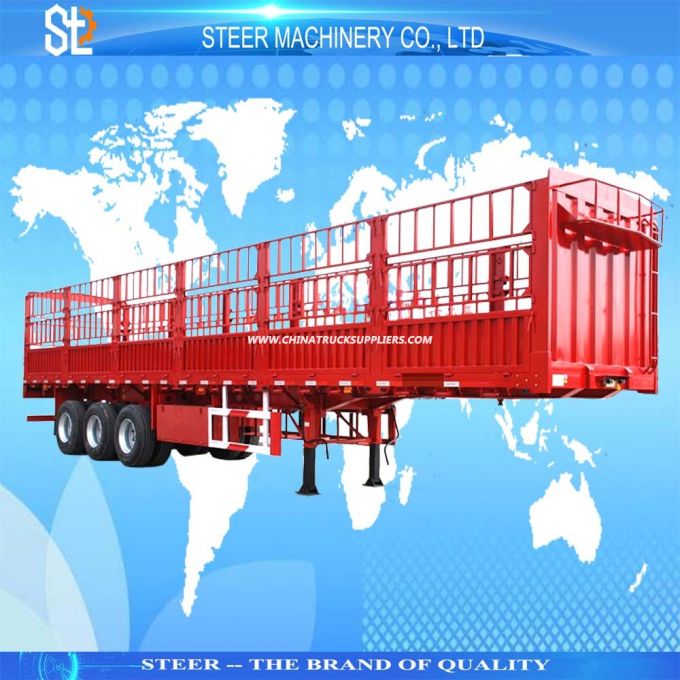 Tri-Axle Cargo Truck Stake Semi Box Trailer for Sale 