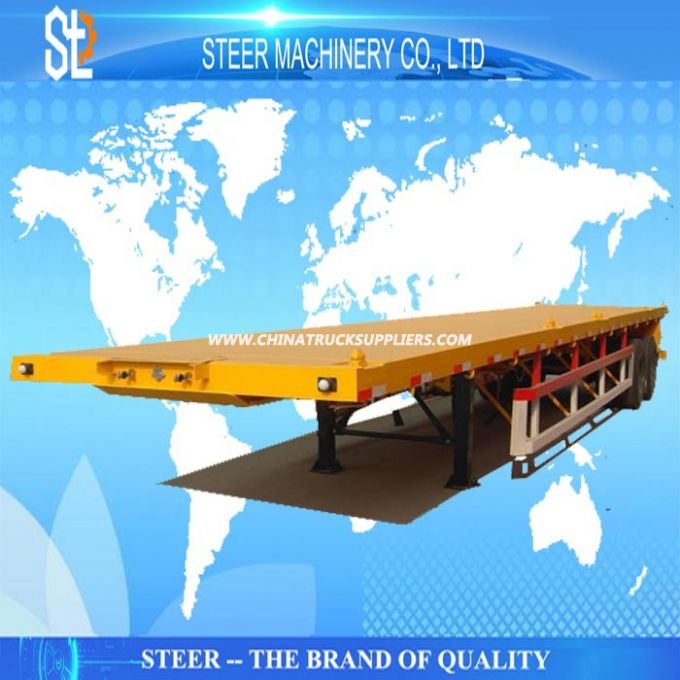 Flatbed Transporting Container 40 FT Semi Trailer with 3 Axle Images 1