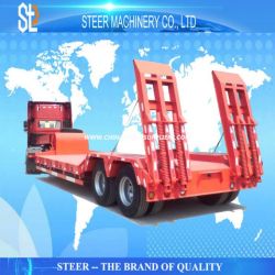 80 Ton Low Bed Semi Truck Trailer for Machinery Transporting