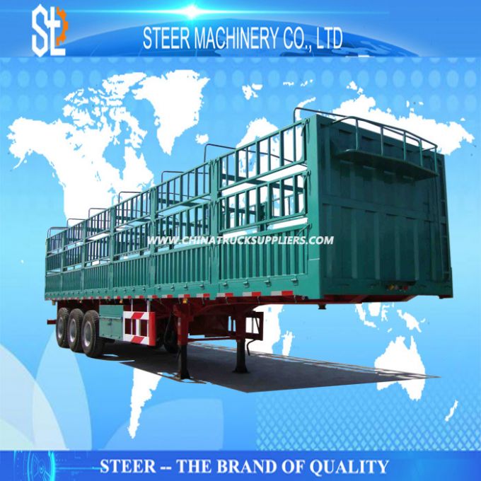 Flatbed Trailer Side Wall Fence Cargo Truck Trailer for Sale Images 1
