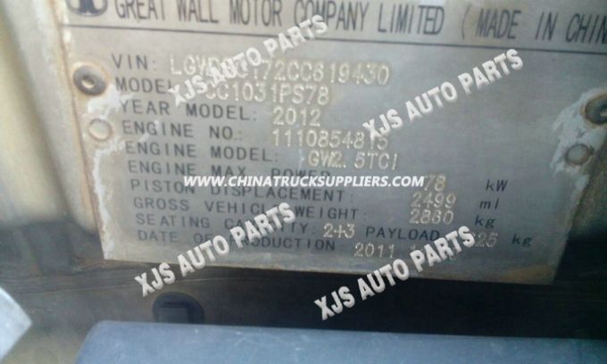 Great Wall Cc1031PS78 Engine Gw2.5TCI Vin Lgwdbc172cc819430 Images 1