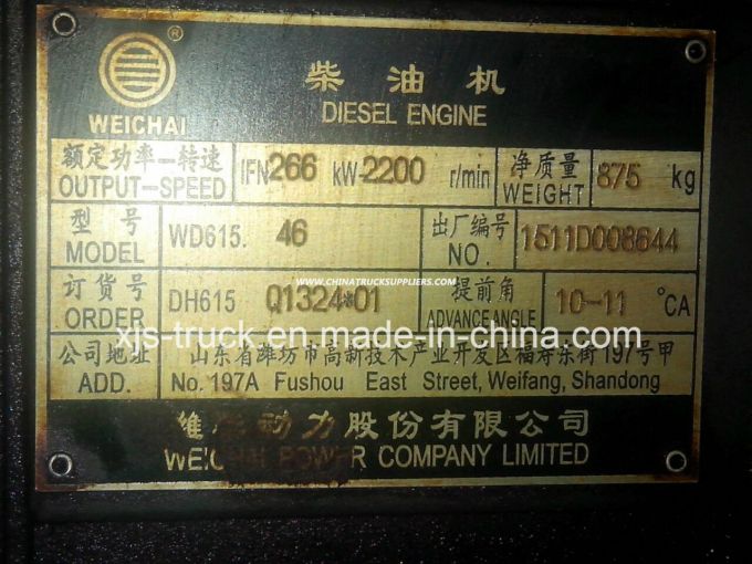 JAC Truck Engine Weichai (Wd615.46 Dh615 Q1324*01) 