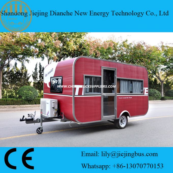 Ce Certificated Red Color Stainless Steel Food Trailer 