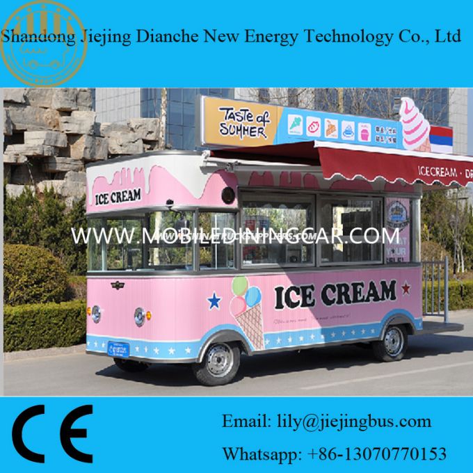 Pink Color Food Truck Vans for Selling Ice Cream/Drinks with Signboard 