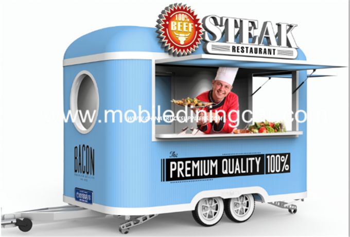 Small Commercial Food Trailer with Blue Outlook for Sale 