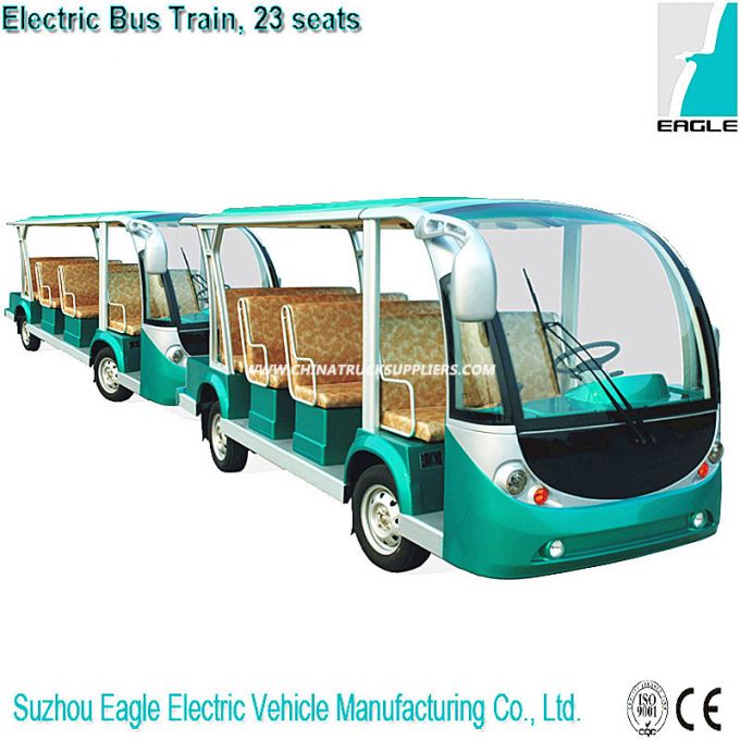 Full Electric Mini Bus Train Four Wheel Trailer Vehicle for Sightseeing, Eg6118t Images 1