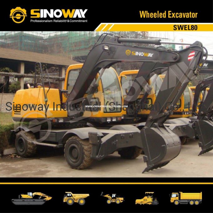 China 8 Ton Mobile Excavator, Wheeled Excavator for Earthmoving 